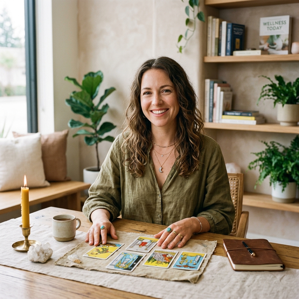 Psychic advisor giving a live tarot reading